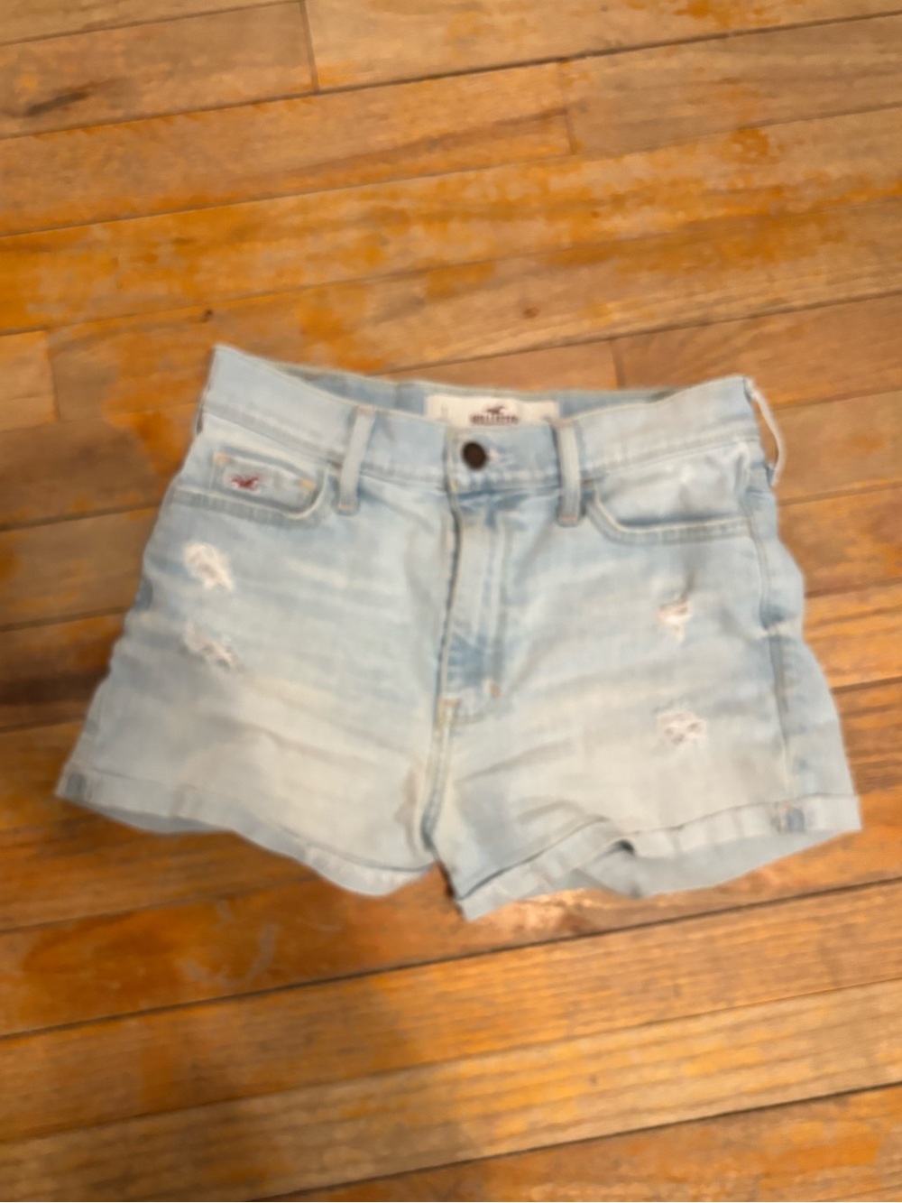 Hollister Light Blue Distressed Denim Shorts